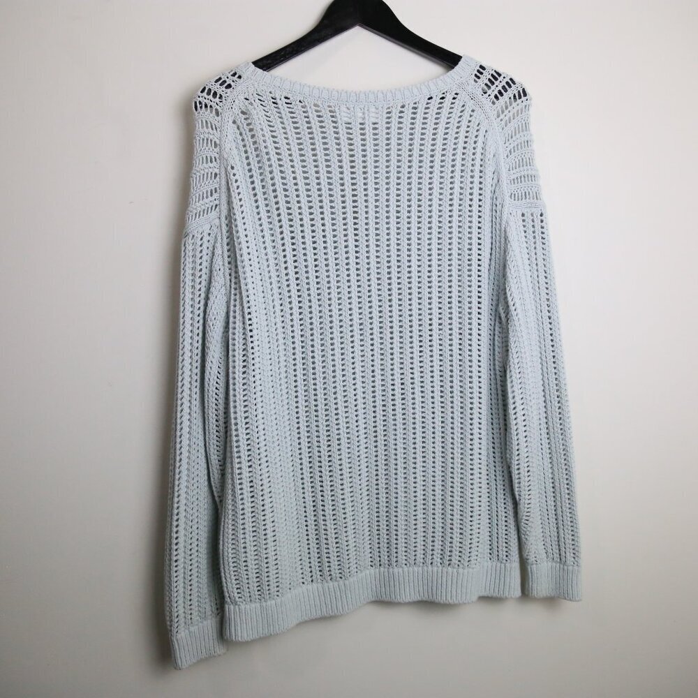 Aritzia Wilfred Free Afterglow Glacier Blue Mesh Cotton Boatneck Sweater Small - Picture 8 of 9